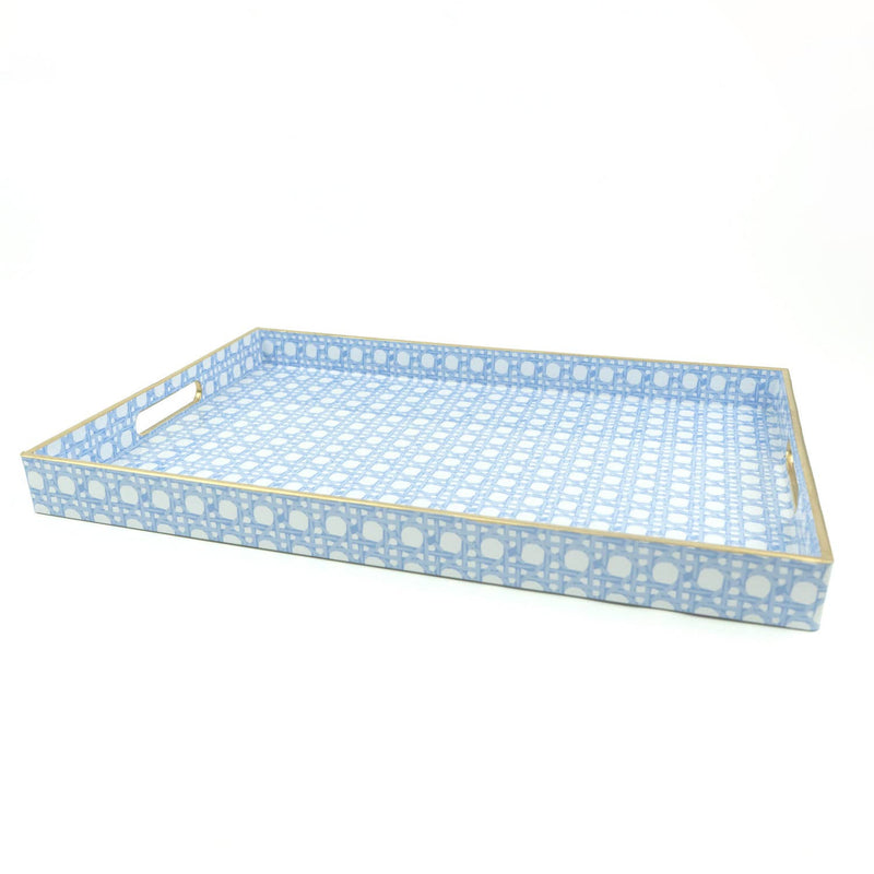 Blue Cane Rectangular Tray