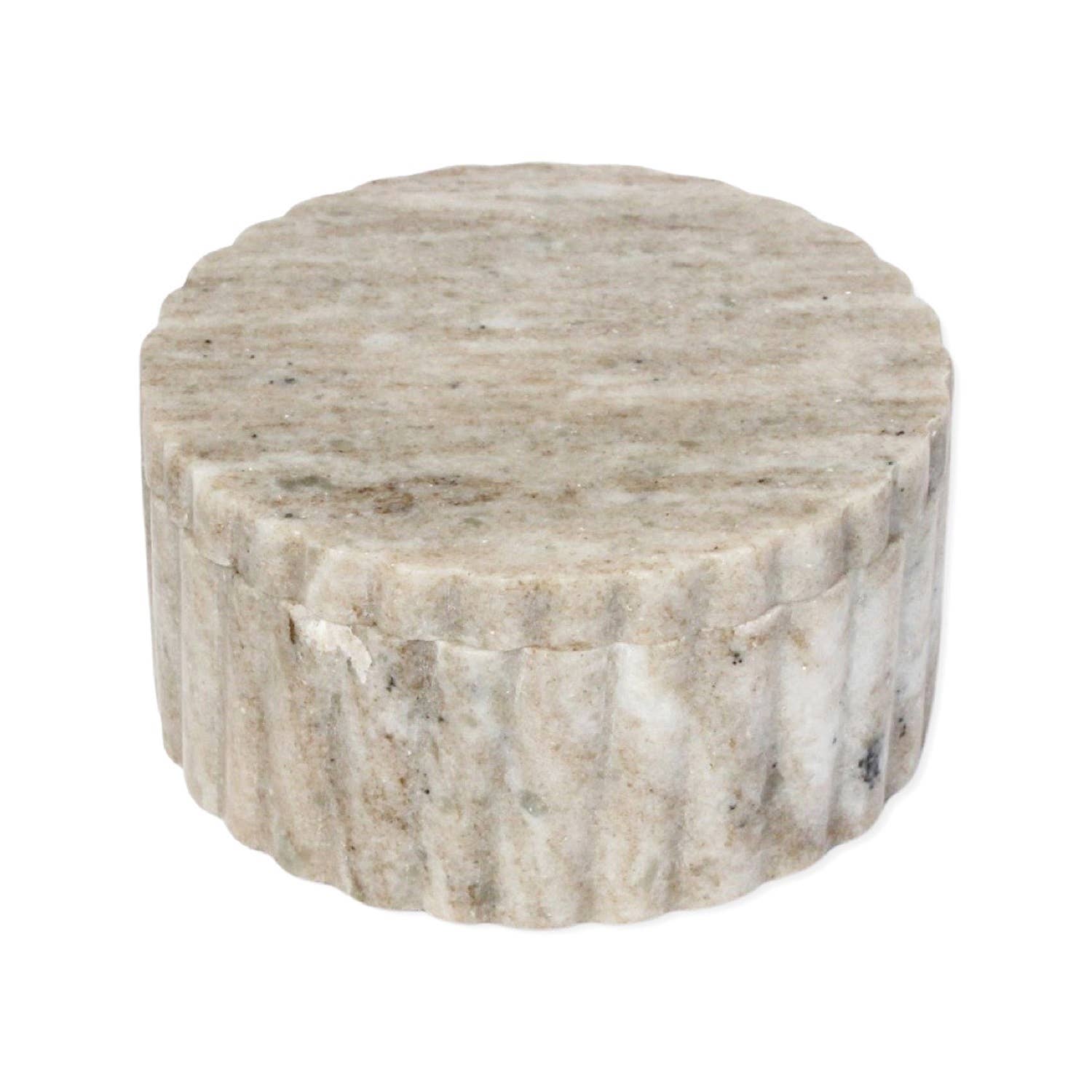 Beige Marble Canister with Grooving