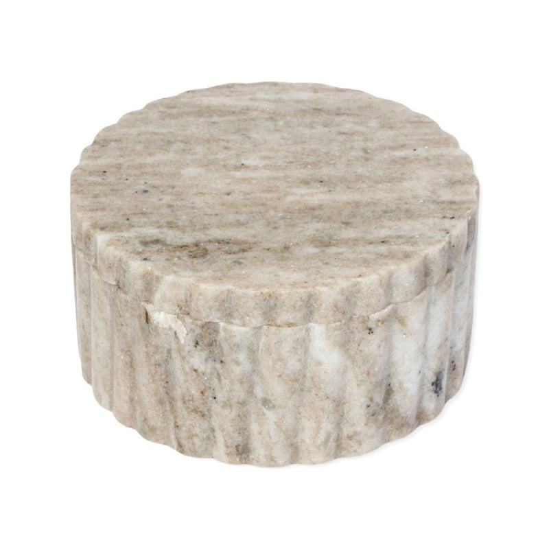 Beige Marble Canister with Grooving